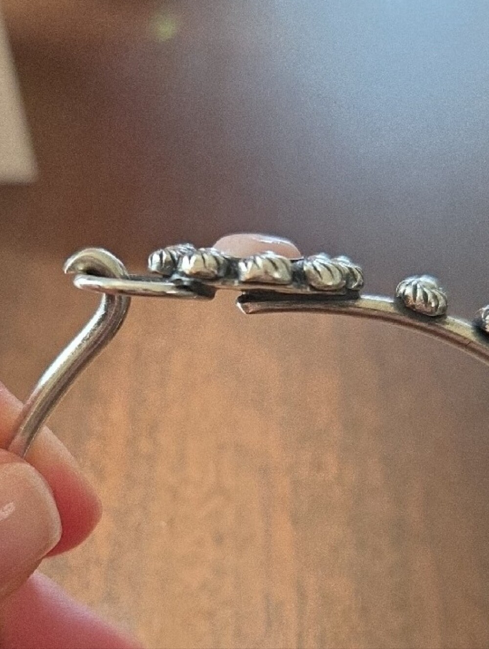 Pink Opal Sterling Silver Bangle - Picture 5 of 6